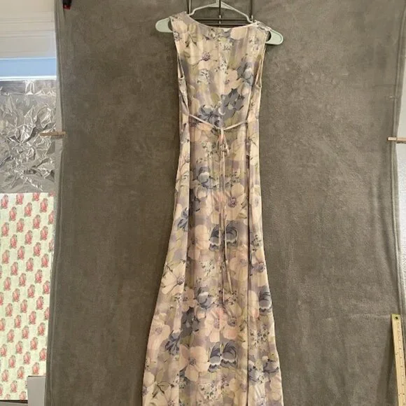 Vintage All That Jazz Dress Womens 9/10 Purple Floral Maxi Sleeveless 90s‎ USA - Picture 12 of 16